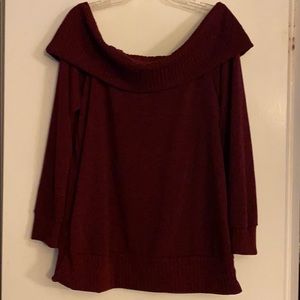 Burgundy off the shoulder sweater
